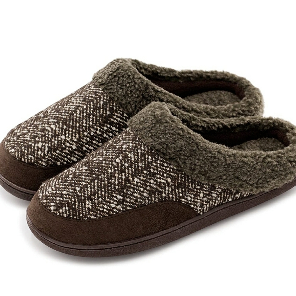 Homeideas men's woolen anti-slip slippers
